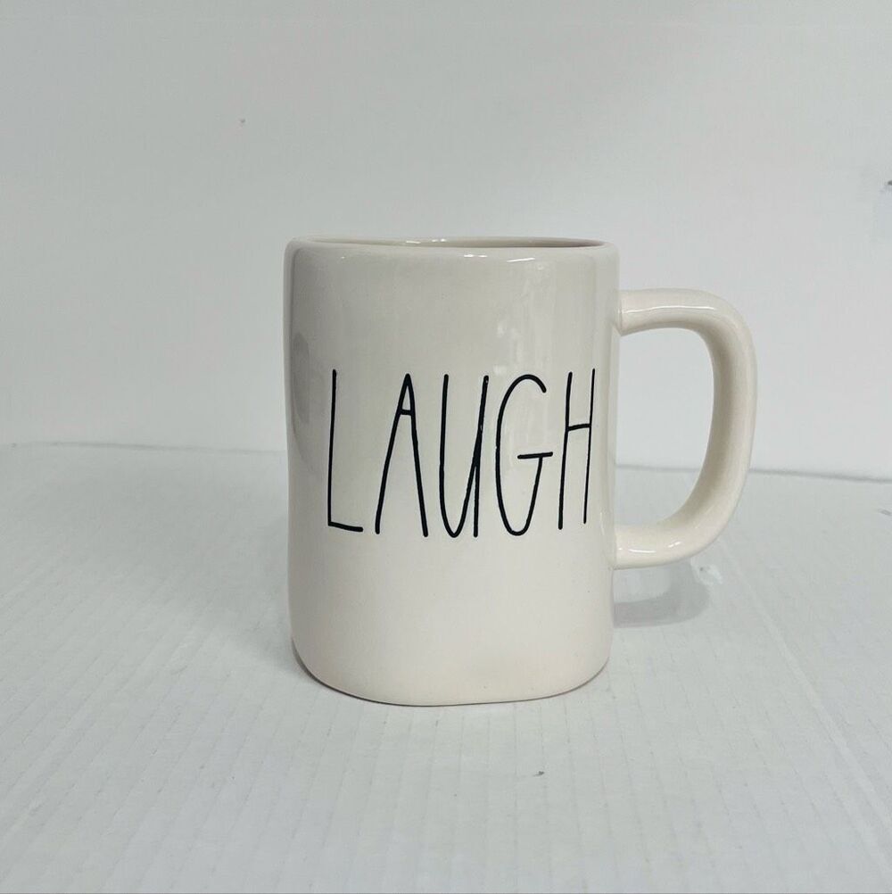 Rae Dunn LAUGH Mug   Rare Original M Stamp